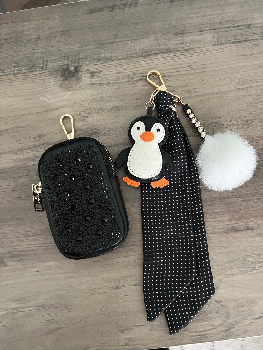 Piper K Penguin Keychain with Pom Pom and Scarf Accessory, Madden Girl Bag Charm